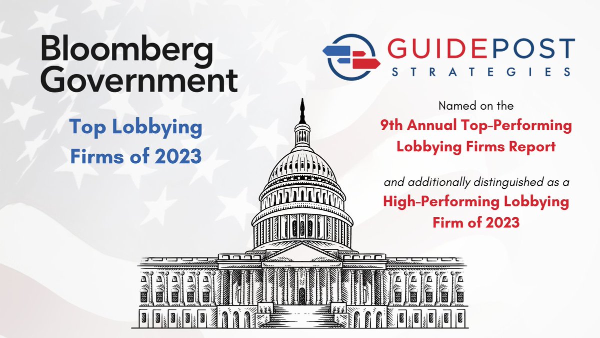 We are pleased to be among <a href="/BGOV/">Bloomberg Government</a>’s Top Lobbying Firms for 2023 and to be distinguished as a High-Performing Lobbying Firm. 

Thank you to our incredible clients. We are honored to continue giving you our best in 2024!   

about.bgov.com/reports/top-pe…