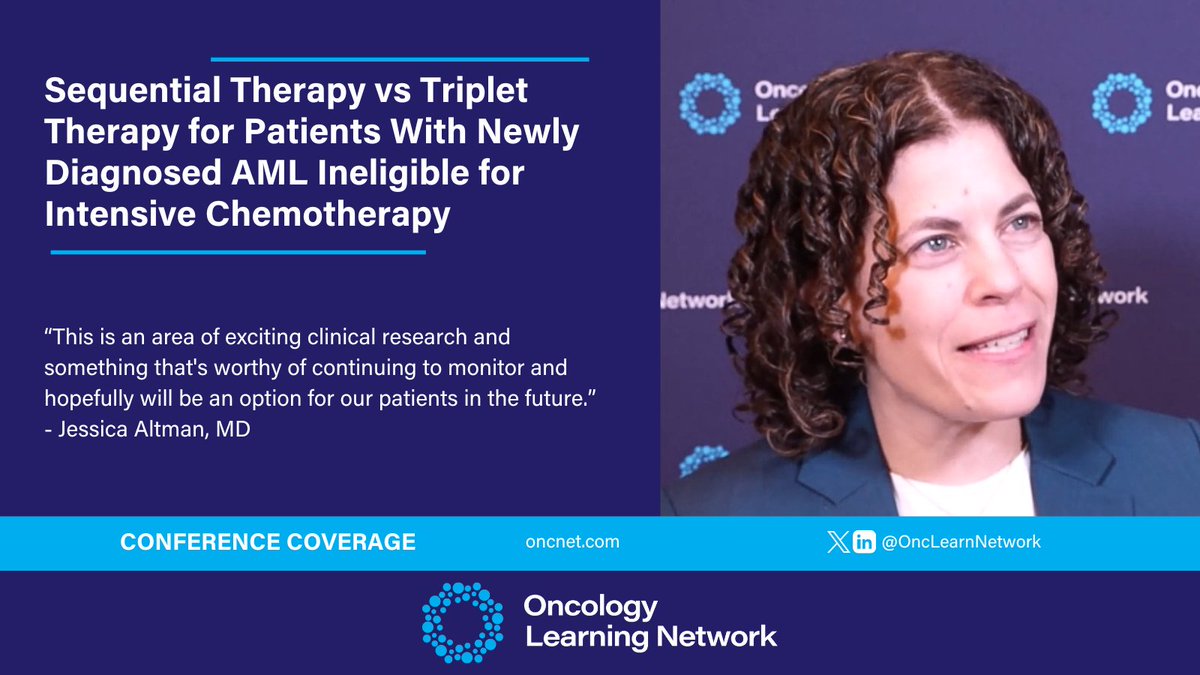 At the 2024 @GreatDebatesCME #GDUHem meeting, Jessica Altman, MD, @NorthwesternMed, argues in favor of using sequential therapy over triplet therapy for patients with newly diagnosed #AML who are ineligible for intensive chemo. Learn more: hmpgloballearningnetwork.com/site/onc/confe… @jaltmanmd