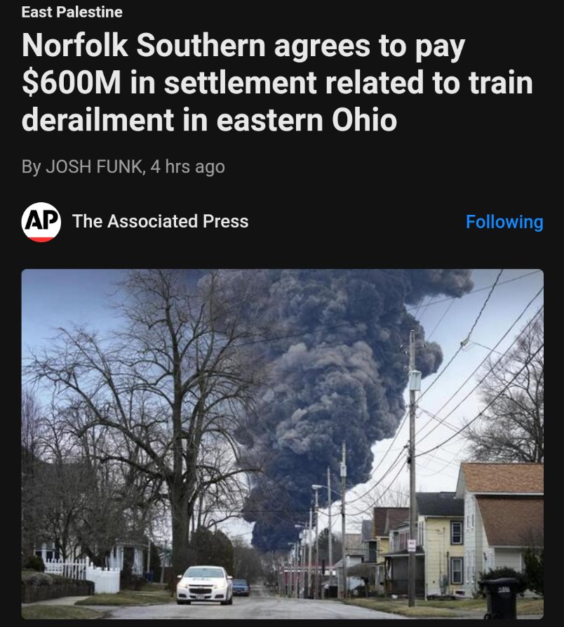 #NorfolkSouthern #Ohio #EastPalestine 

share.newsbreak.com/6loz1kqj