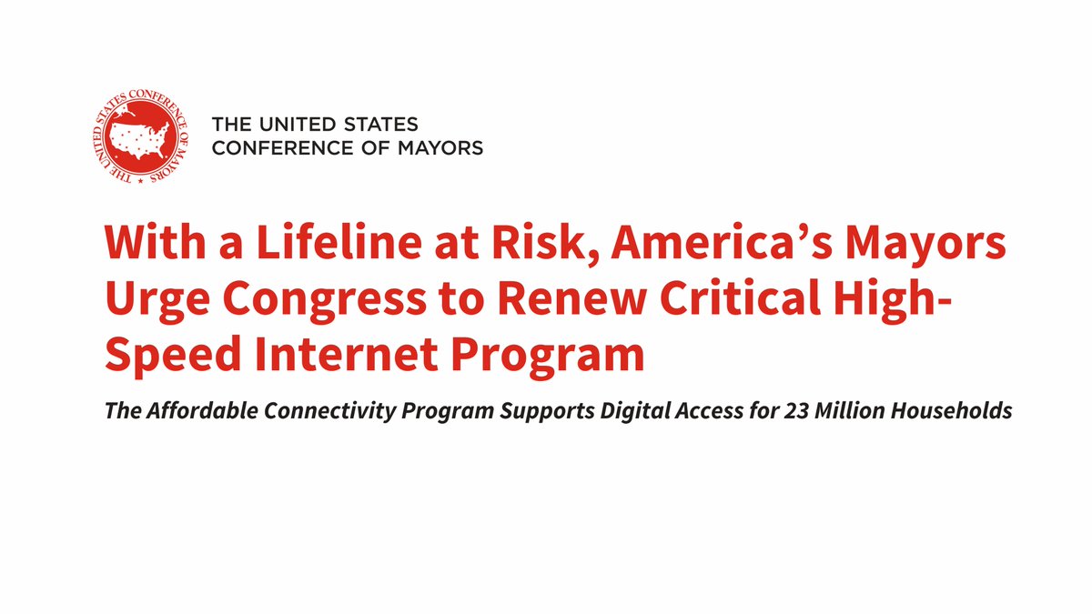 The Affordable Connectivity Program, the largest internet affordability program in our nation’s history, helps millions of American families access quality, affordable internet. America's mayors call on Congress to renew this critical program: mayo.rs/ACP