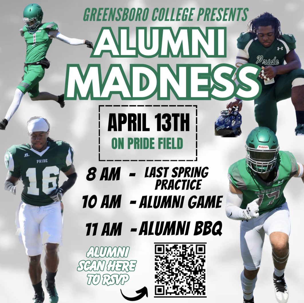 We have ALUMNI MADNESS this weekend here in the BORO. Alumni make sure to RSVP and we will see you on PRIDE field! Events will occur immediately after final practice❕🦁 Link: calendly.com/borofootball/b…