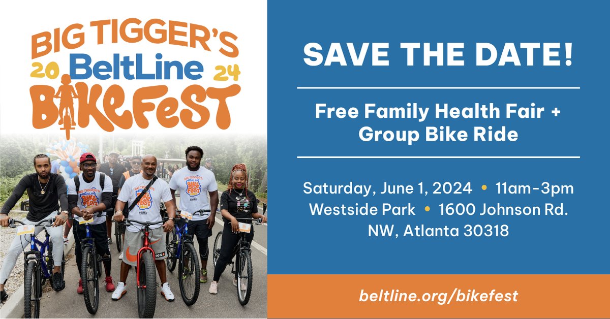 .@BigTiggerShow's BeltLine Bike Fest is returning to Westside Park this June!🚲 Learn more about the group bike ride and family-friendly festival here: bit.ly/4aoK9mA #BigTiggersBeltLineBikeFest