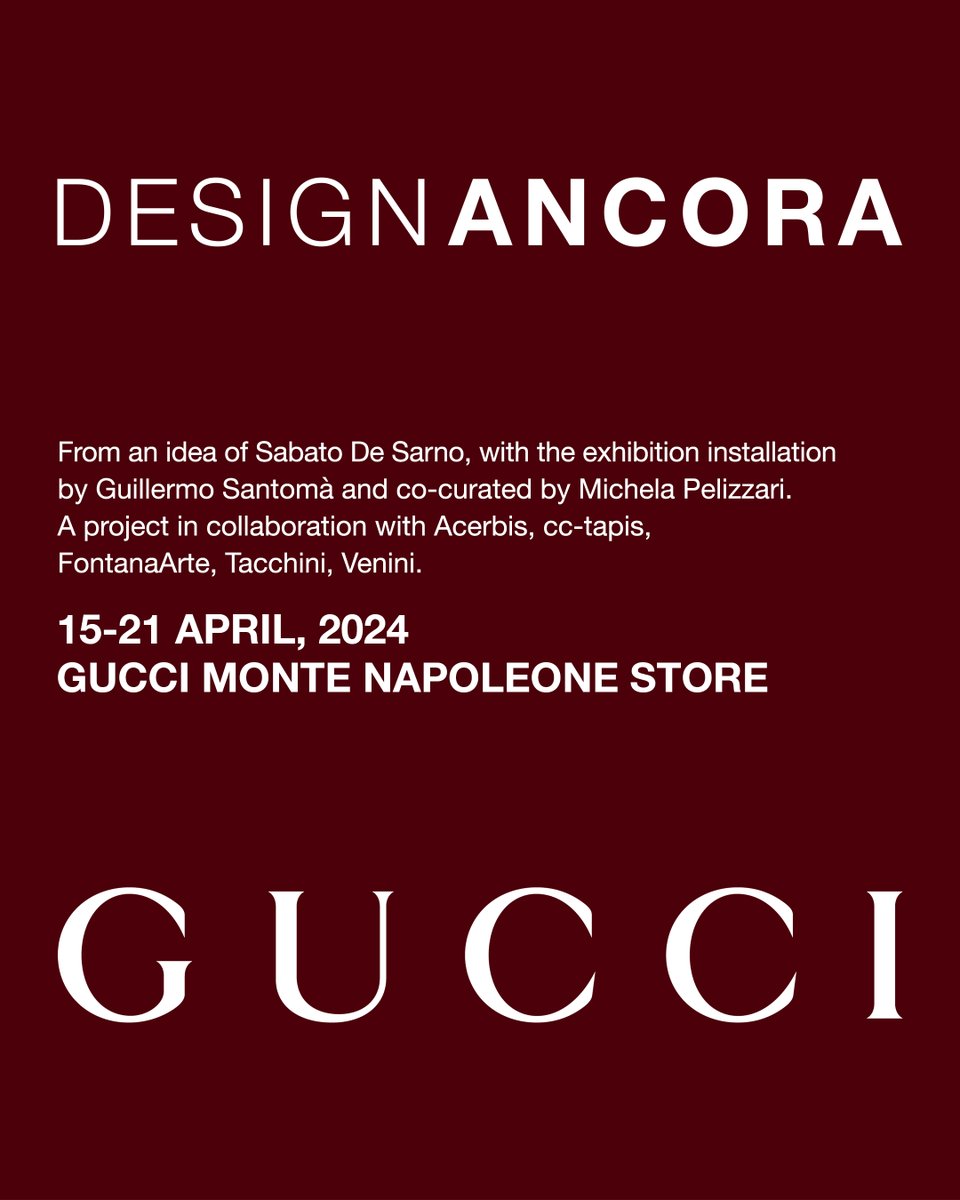 A special edition of 5 design icons. From an idea of Creative Director Sabato De Sarno, with the exhibition installation by architect Guillermo Santomà and co-curated by Michela Pelizzari from P:S. on.gucci.com/DesignAncora_ #GucciDesignAncora