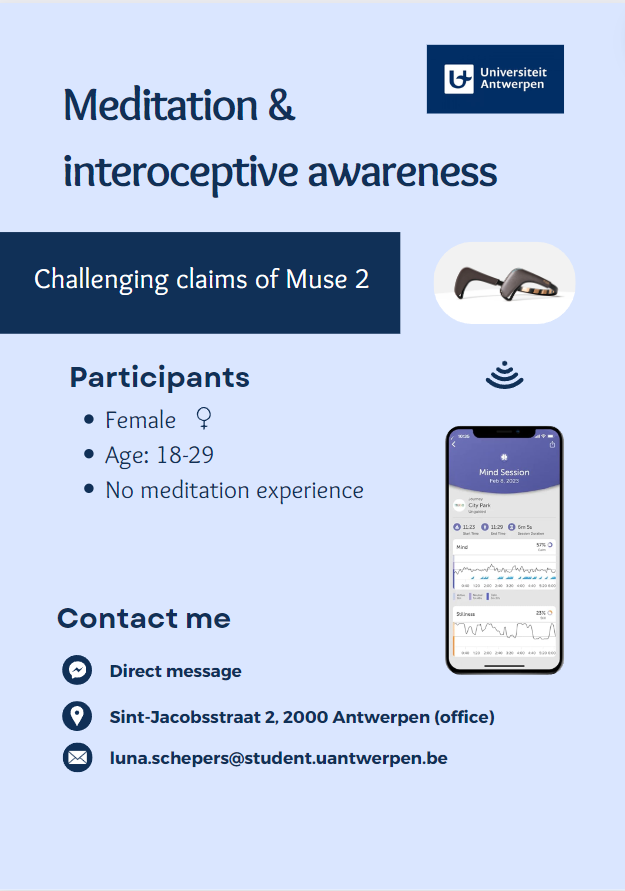 Nog enkele dames gezochtttt !! Help me out🫶 (leeftijdsverandering: t/m 30)
#masterproef #meditatie #interoceptie #UA