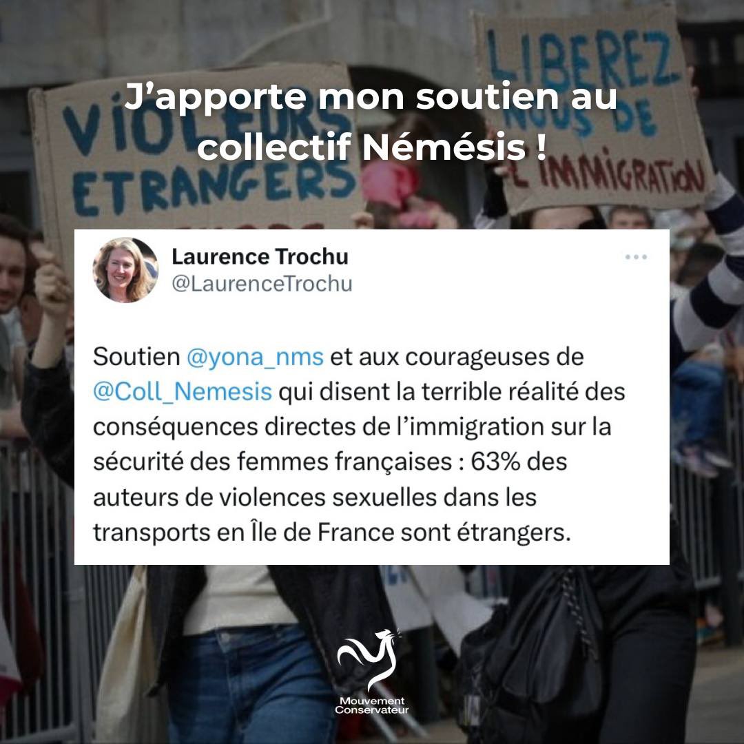 <a href="/LaurenceTrochu/">Laurence Trochu</a> apporte son soutien au <a href="/Coll_Nemesis/">Collectif Némésis</a> et à @yona_nms , sa porte-parole, qui osent dénoncer les conséquences de l’immigration !

Nous soutenous le collectif Némésis et Yona dans cette affaire ubuesque.

Crédit : @collectifnemesis

#immigration #oqtf #femmes