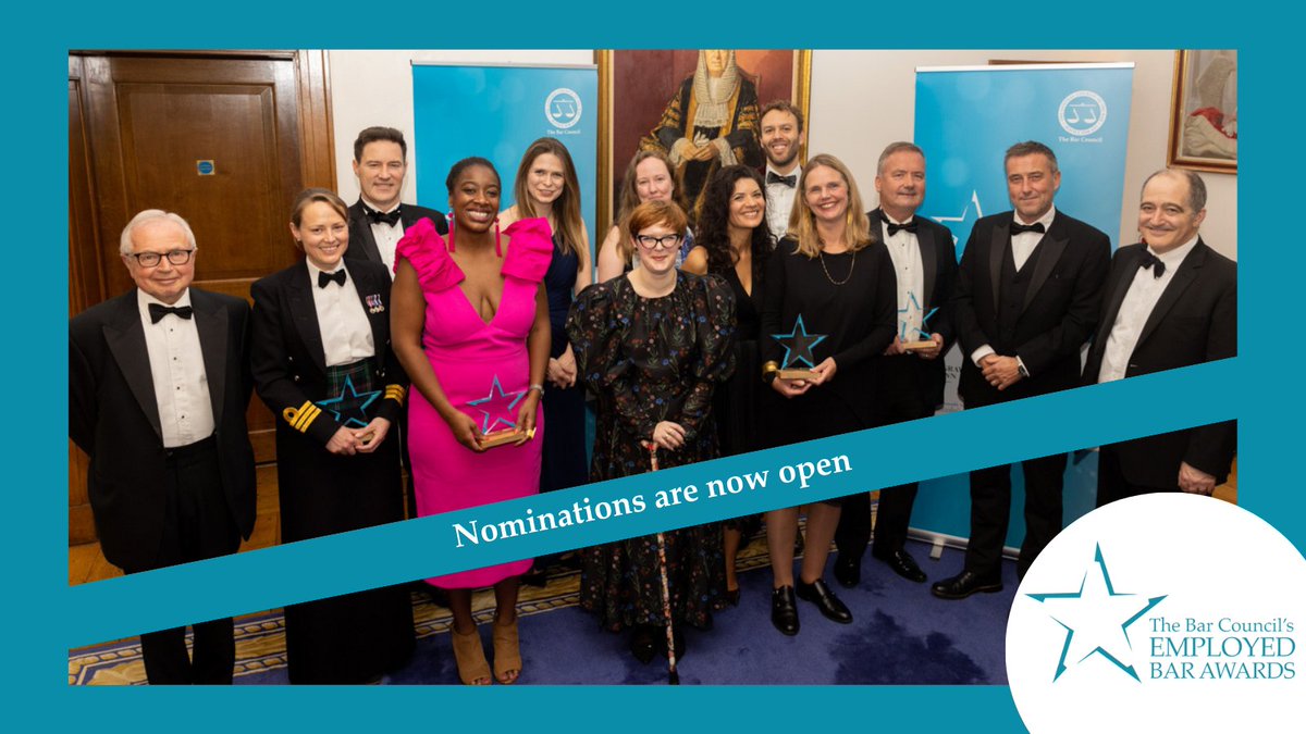 🏆The Employed Bar Awards are back. ✨They celebrate the outstanding contribution made by employed barristers to the work of their organisations and the law. Find out more and submit a nomination: barcouncil.org.uk/support-for-ba… ⏰ Deadline Friday 31 May.