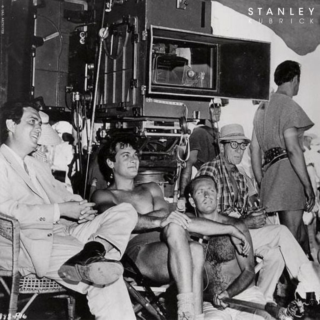 Stanley with Tony Curtis and John Ireland on the set of Spartacus, 1960.