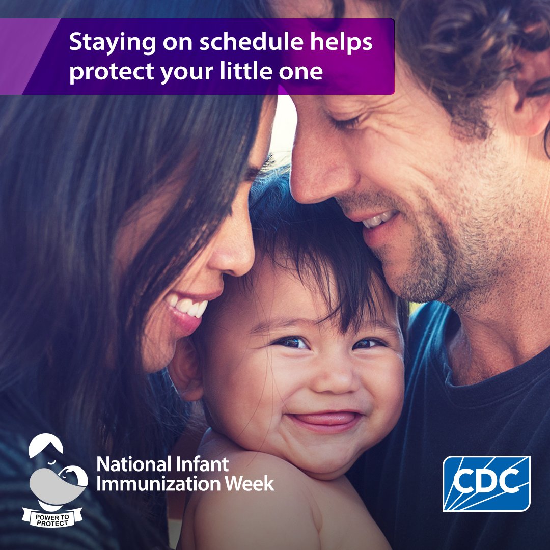 Staying on schedule helps protect your little one. Does your infant have the recommended vaccines? Learn more at cdc.gov/vaccines/paren…. #NIIW2024 #VPROTECT #WeCanDoThis #PartneringforVaccineEquity #ivax2protect #GetVaccinated #COVID19