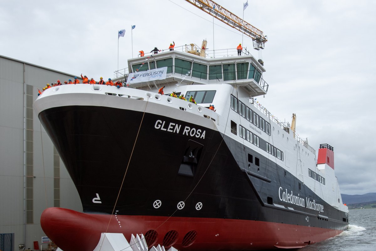 Wellbeing Economy Secretary @MairiMcAllan joined the workforce at Ferguson Marine shipyard on the Clyde for the launch of the MV Glen Rosa. It's due to enter service for @CalMacFerries next year, providing a vital lifeline service for Arran. More 👉 ow.ly/8V1f50RbzMO