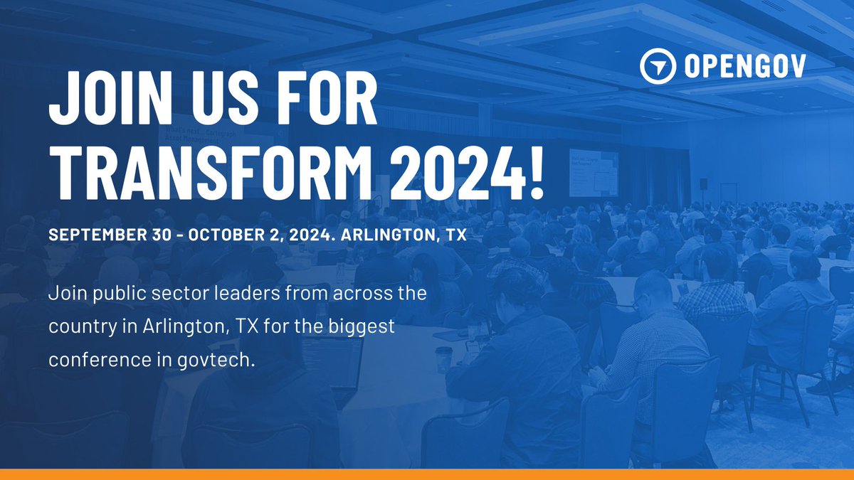 Good news! We’ve extended the deadline to submit abstracts for OpenGov Transform, our biggest customer event ever! You now have til April 19 to submit your nominations. Now’s the time to share your #govtech story with your #localgov peers. opengovtransform.com/en/abstract-pa…