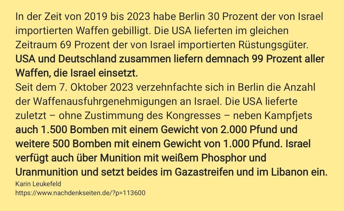 Die #Bundesregierung setzt weiterhin die Zahlung an #UNRWA für #Gaza  aus und liefert mehr Waffen denn je. Sie nennt den #Genozid weiterhin #Selbstverteidigung von #Israel.  Woher kommt diese Arroganz und Unfähigkeit zum Einlenken? Es ist unmenschlich.