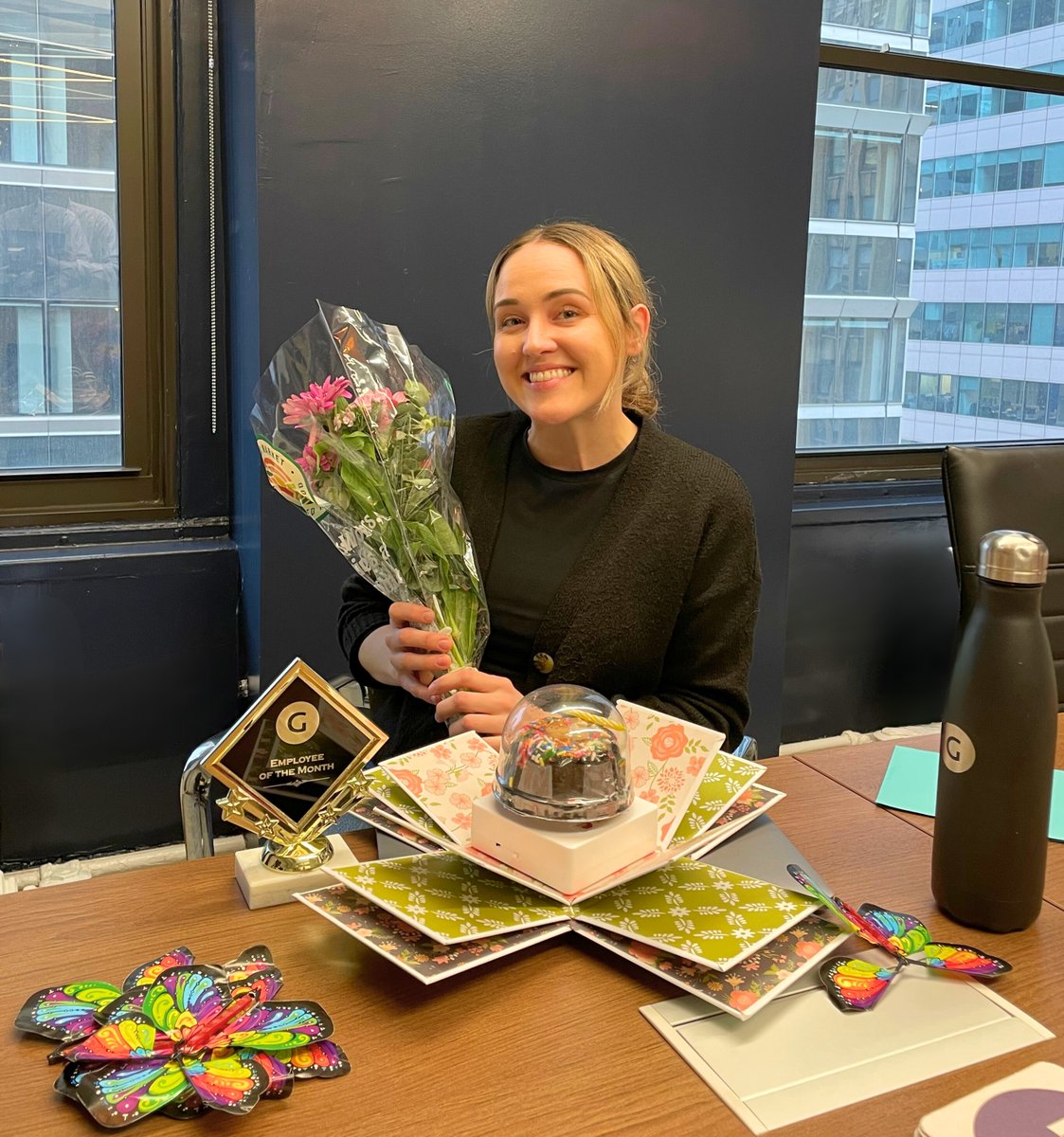 Congratulations to Account Director Anna Patrick, our March employee of the month! Her leadership and dedication to client success shine bright. Anna's well-deserved recognition was celebrated with a cake bursting with butterflies, flowers, and a team happy hour.