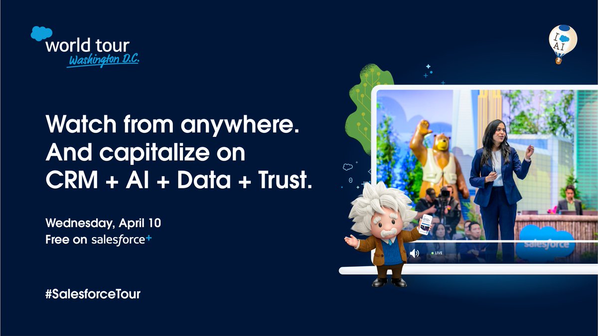 Stream #SalesforceTour D.C. to explore cutting-edge tech built for the public sector, manufacturing, and energy and utilities. Watch expert-led sessions and hands-on demos to see how the #1 AI CRM augments productivity, customer experiences, and results: sforce.co/3TQyeHk