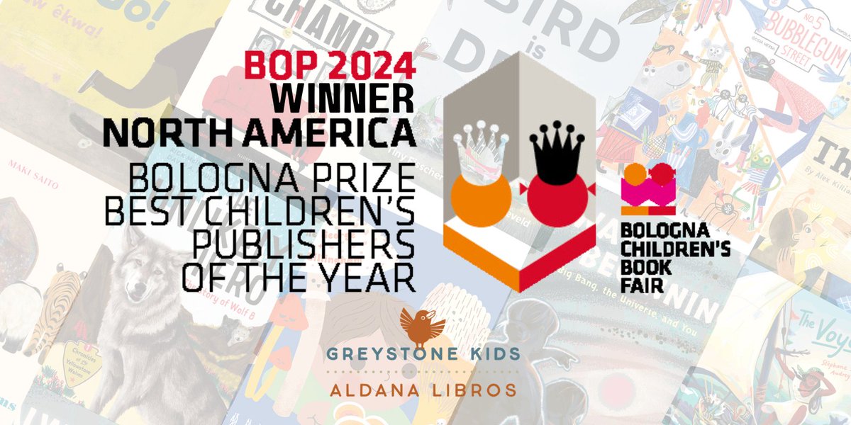 We are thrilled to announce that Greystone Kids and its imprint Aldana Libros received the prestigious 2024 BOP – Bologna Prize for the Best Children’s Publisher of the Year: North America. 💙 Read our full press release ➡️ greystonebooks.com/blogs/news/gre… @BoChildrensBook