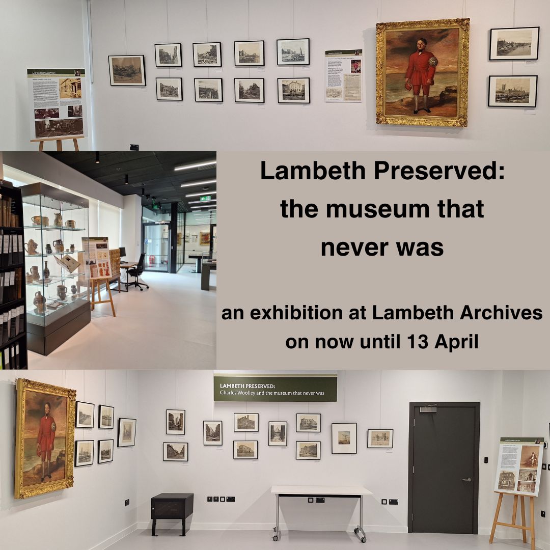 Last chance to see our opening exhibition at Lambeth Archives. It will be taken down on Sat afternoon. Hurry! We are open Mon 1-8, Tue and Thu 10-6, Fri 10-3 and Sat 9-1 and 2-5. The next exhibition will open on Fri 19th April, called: 'Behind the Blue Doors'