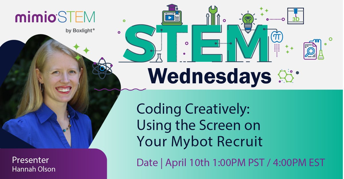 Don't forget to register for our session on the #MyBotRecruit. Learn animation techniques for fun and engaging lessons! hubs.la/Q02shg110 #MimioSTEMWednesdays #MimioMyBot #robotics #teacherPD #STEM @boxlightinc