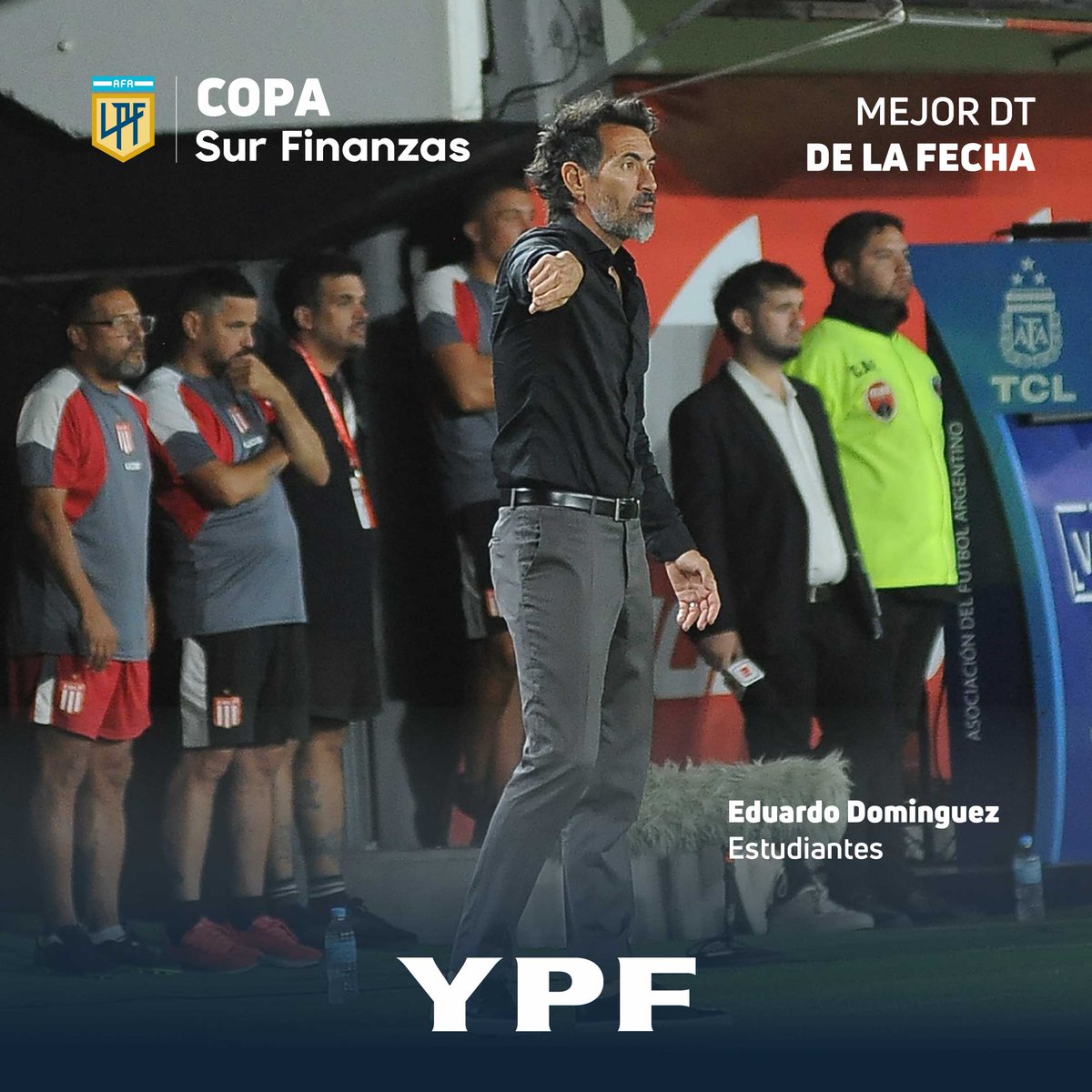 Estudioooooo, Estudioooooo 🎶 Con la goleada del fin de semana, Eduardo Dominguez, entrenador de @EdelpOficial, se llevó el título de #MejorDT de la de la #Fecha13 de la #CopaSurFinanzas 🏆  2024. 

@YPFoficial