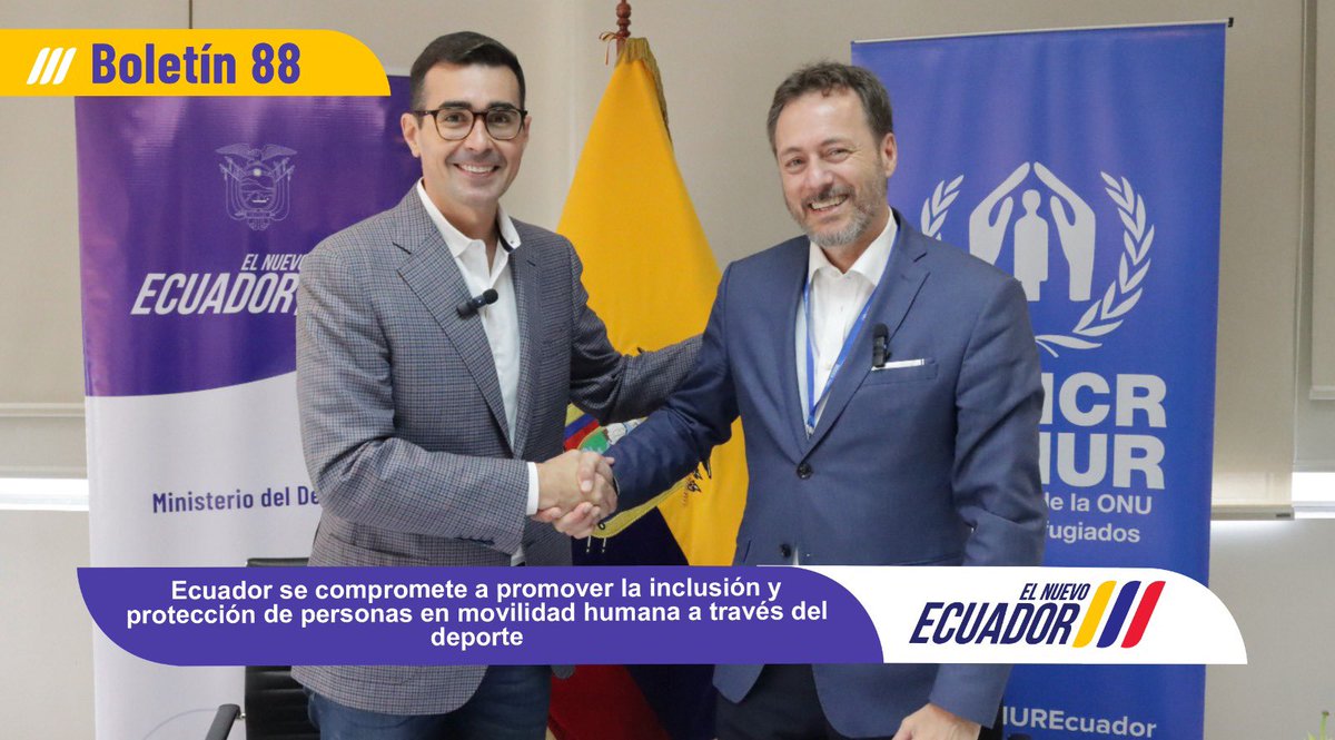 [BOLETÍN] Ecuador se compromete a promover la inclusión y protección de personas en movilidad humana a través del deporte. Conoce más aquí: ➡️shorturl.at/girN3 #ElNuevoEcuador 🇪🇨