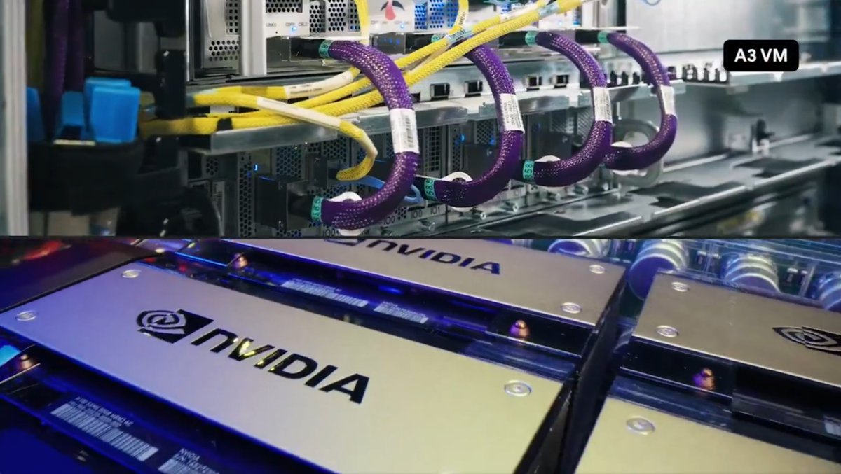 Cdsc75's tweet image. Google’s AI Hypercomputer, fueled by cutting-edge TPUs from Google and an array of countless NVIDIA A100 GPUs, is a key factor in elevating NVIDIA’s value.

#GoogleCloudNext #AIHypercomputer