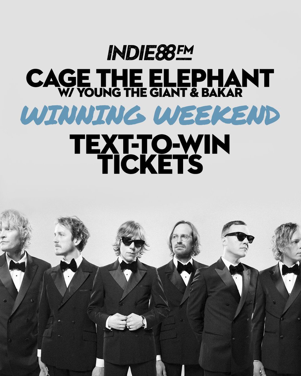It's Indie88's Cage The Elephant Winning Weekend! Listen starting Friday at 3PM for your chance to win tickets to catch @CageTheElephant with support from @youngthegiant & #Bakar Details: bit.ly/49tilwg