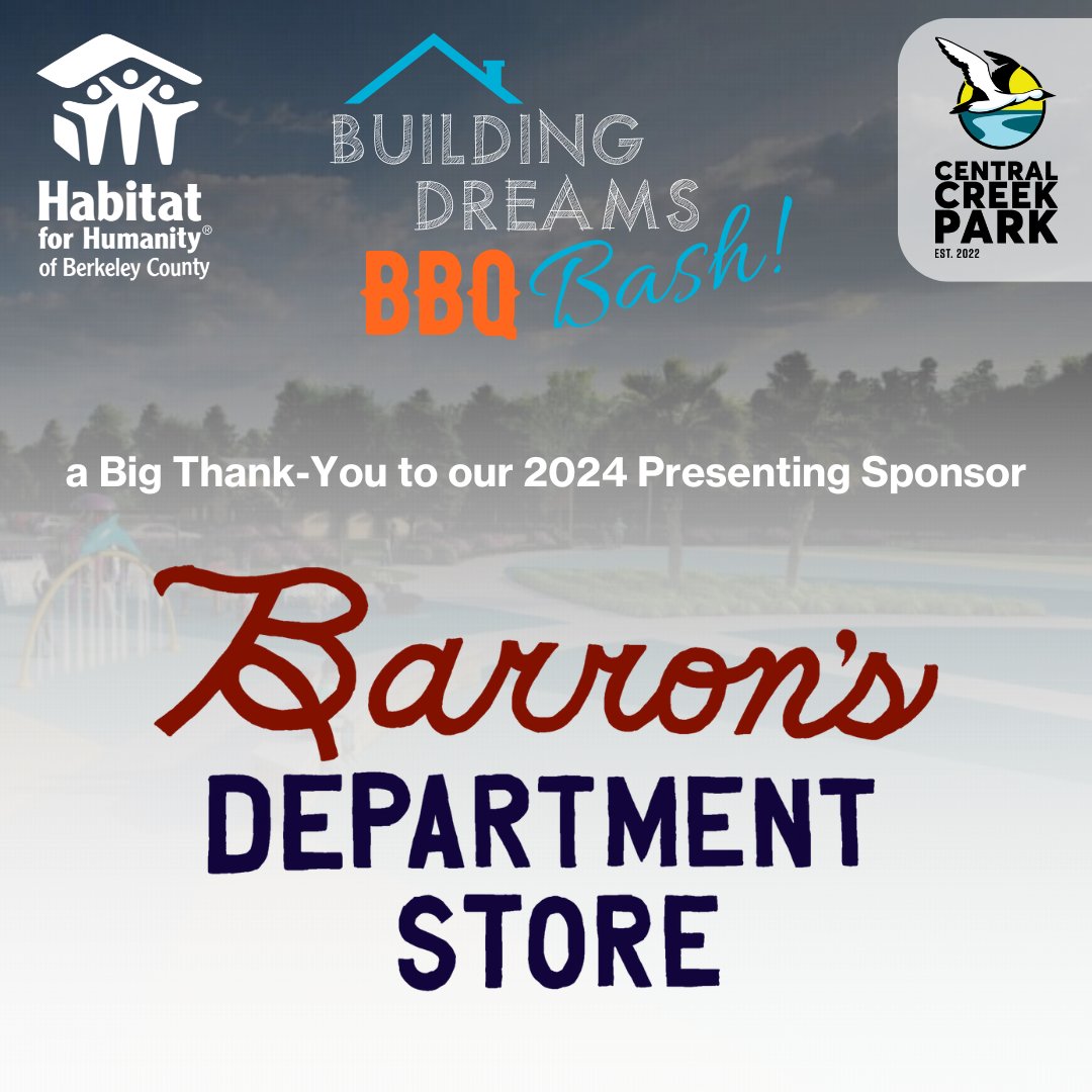 It's time to give a big shoutout to our 2024 Building Dreams BBQ Bash Presenting Sponsor, Barron's Department Store! For more information on our BBQ Bash, visit berkeleyhabitat.org/events or contact Dawn at dawn@berkeleyhabitat.org.