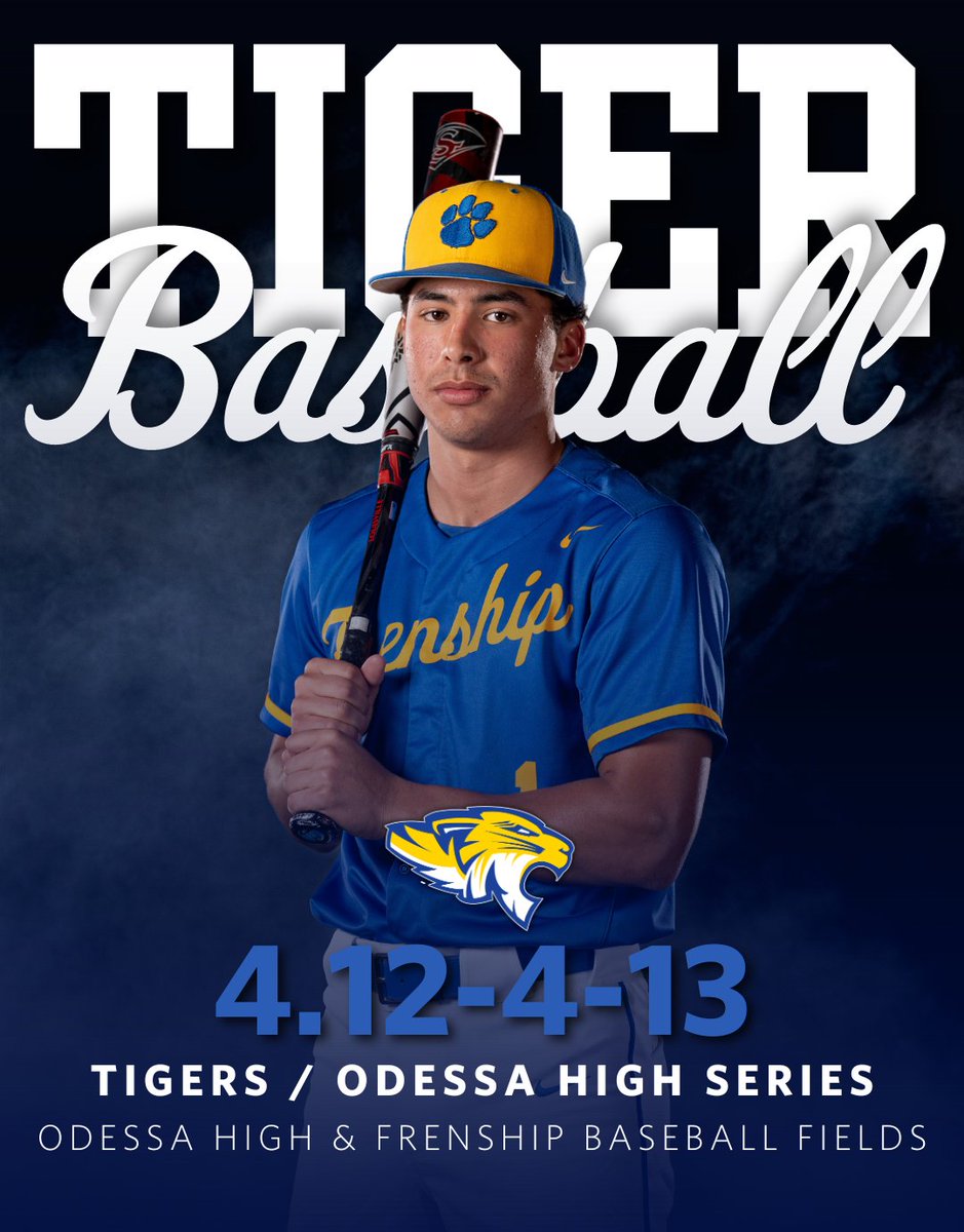 Swing batter, batter! ⚾️ Our Frenship Tiger Baseball Team is ready to knock it out of the park in the Odessa High Series! 🔥 Games start on Friday, April 12, and wrap up on Saturday, April 13. Let's 'catch' those wins and 'steal' some bases! 🏆 📸Photo by: Fungo Productions
