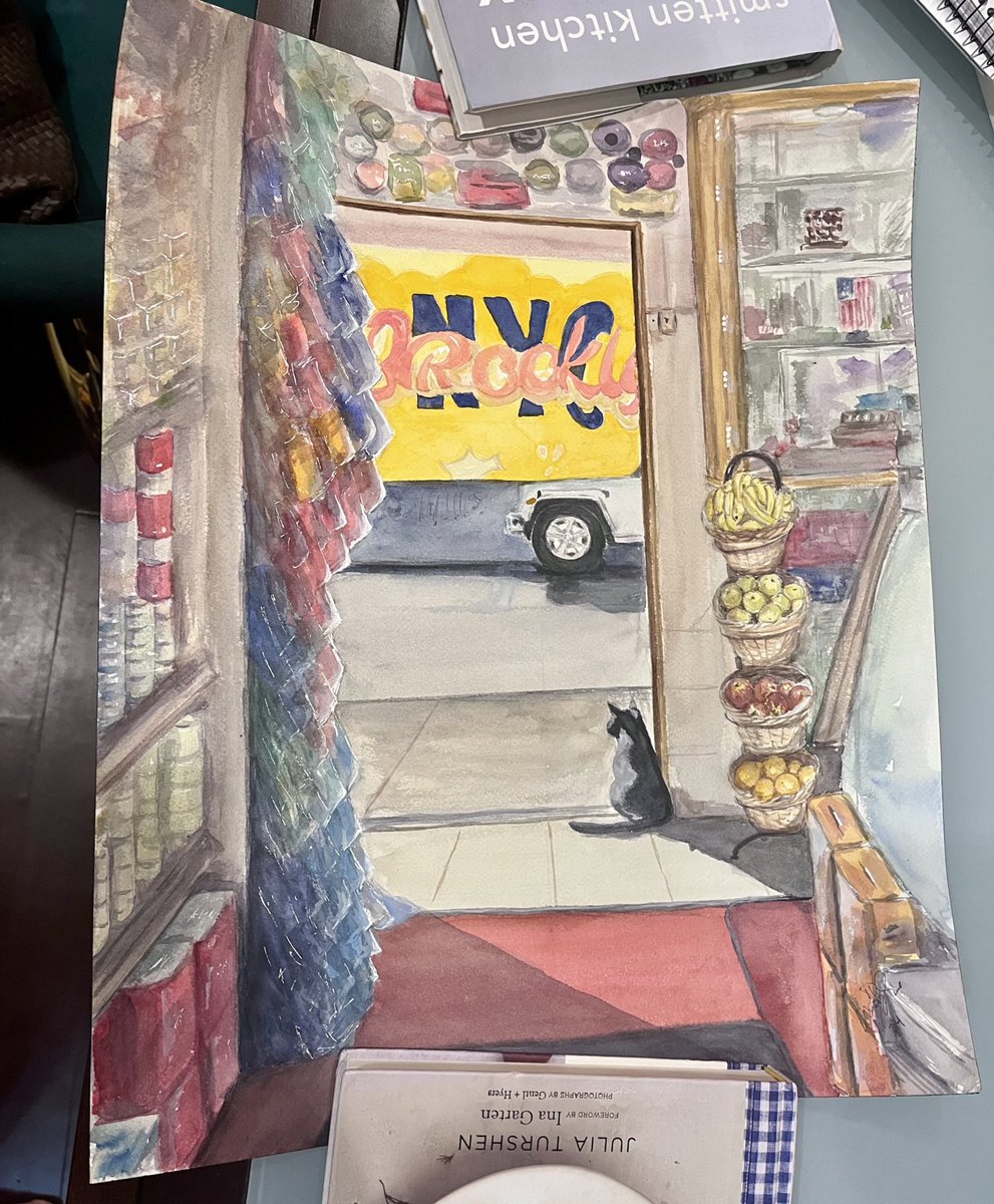 oh my god someone mailed me a watercolor painting of my bodega cat photo 😭😭😭