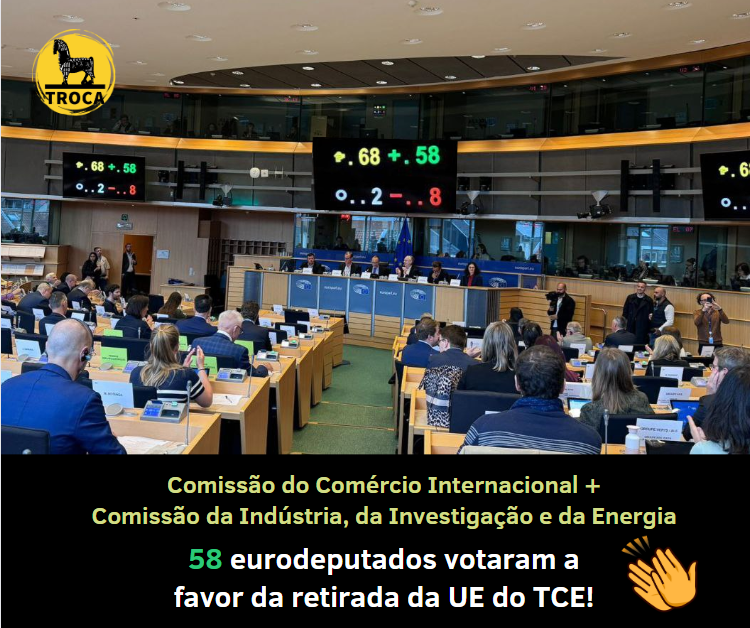 PlataformaTroca's tweet photo. 👏Boas notícias! Os eurodeputados de um painel conjunto, composto pela Comissão do Comércio Internacional e a Comissão da Indústria, da Investigação e da Energia, votaram a favor da retirada da UE do Tratado da Carta da Energia.
@EP_Trade
@EP_Industry
#StopECT
@ZEROasts https://t.co/6cYcuVdy46