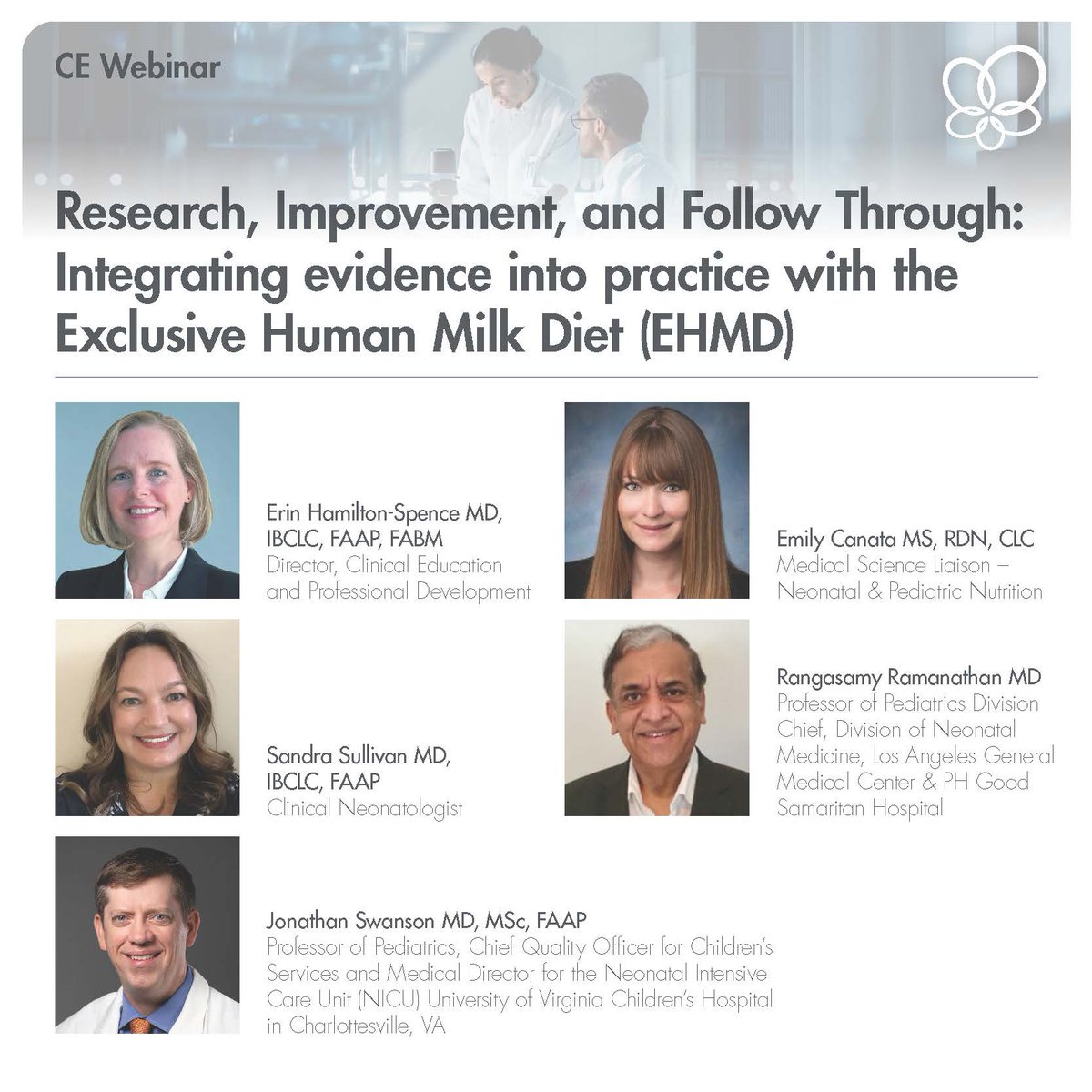 #ICYMI You can still sign up to watch the on-demand CE Webinar: Research, Improvement, and Follow Through:  Integrating Evidence into Practice with the Exclusive Human Milk Diet (#EHMD).

Register now: hubs.li/Q02shwSv0