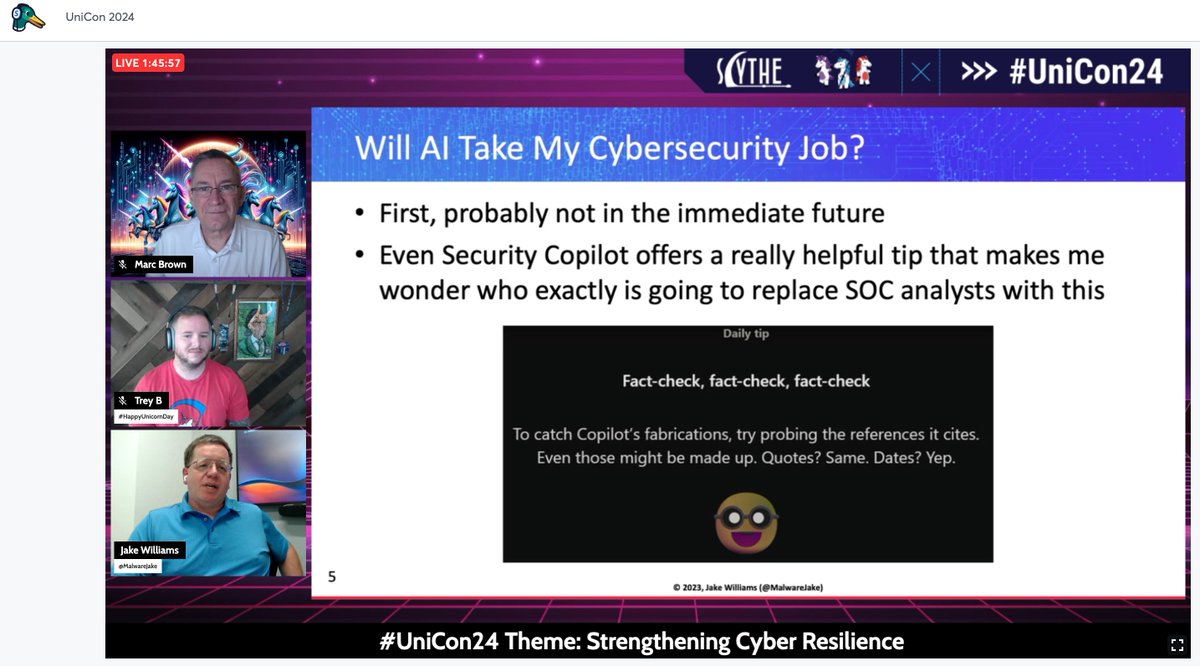 @malewarejake discussing security and AI. #UniCon24 #CyberSecurity #aisecurity