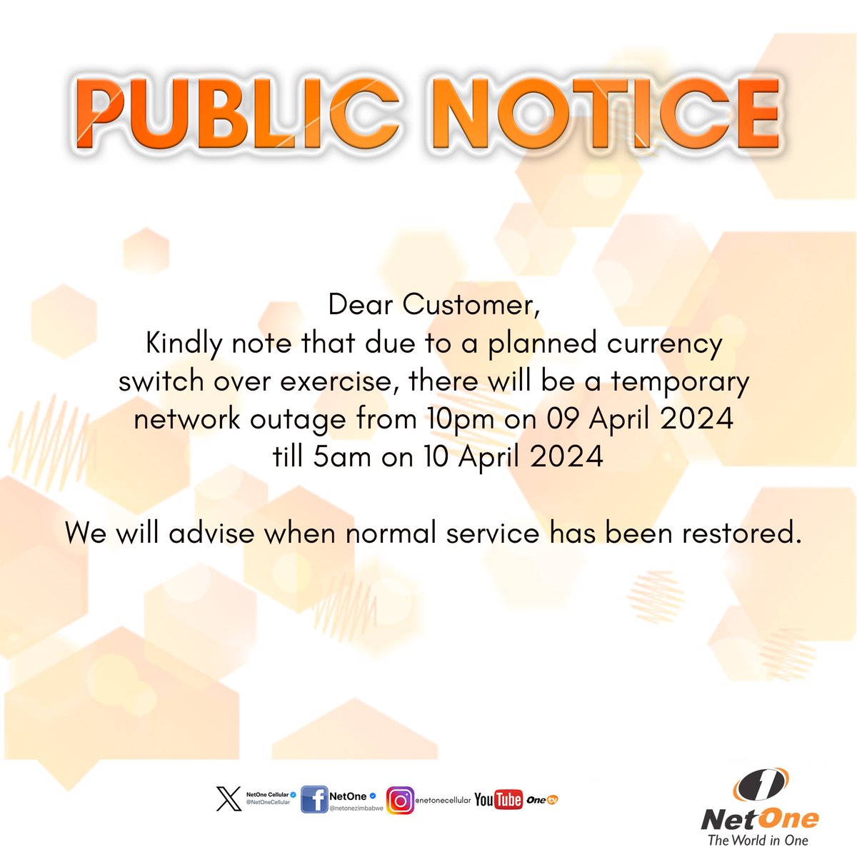 Important announcement: Temporary network service unavailability from 10:00 PM today, April 9, 2024, until 5:00 AM on April 10, 2024. Any inconvenience caused is sincerely regretted.