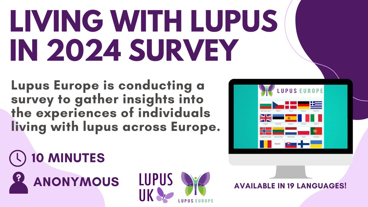 In 2020, @LupusEurope launched a “Living with lupus survey”. Insights from this survey are largely used thanks to the huge participation from patients around Europe. To gather further insight, a 'Living with lupus in 2024' survey is being conducted here: surveylegend.com/s/5h8u