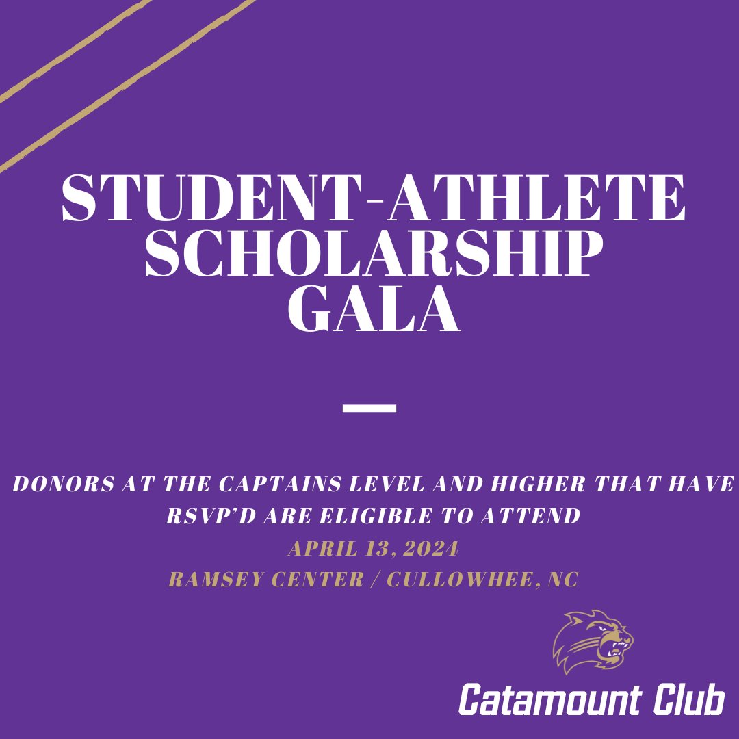 _CatamountClub's tweet image. Student-Athlete Scholarship Gala is this Saturday, April 13th! 
Those at the Captain's level or higher and have RSVP'd are eligible to attend.