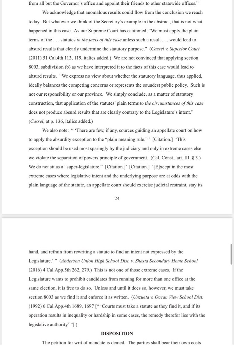 JUST IN: CA Appellate court rejects Secretary of State Shirley Weber’s attempt to get Vince Fong off congressional ballot. Court sides with lower court, which basically ruled state law doesn’t prevent one candidate from running for two offices at the same time.
