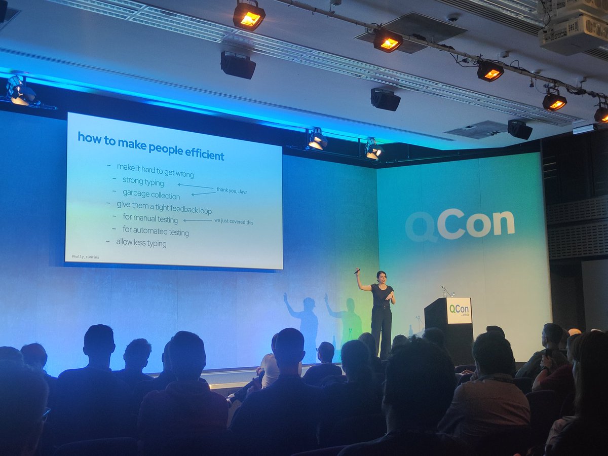 'Thank you, Java!' Fantastic talk from @holly_cummins on Quarkus. Looking forward to trying it! #QConLondon