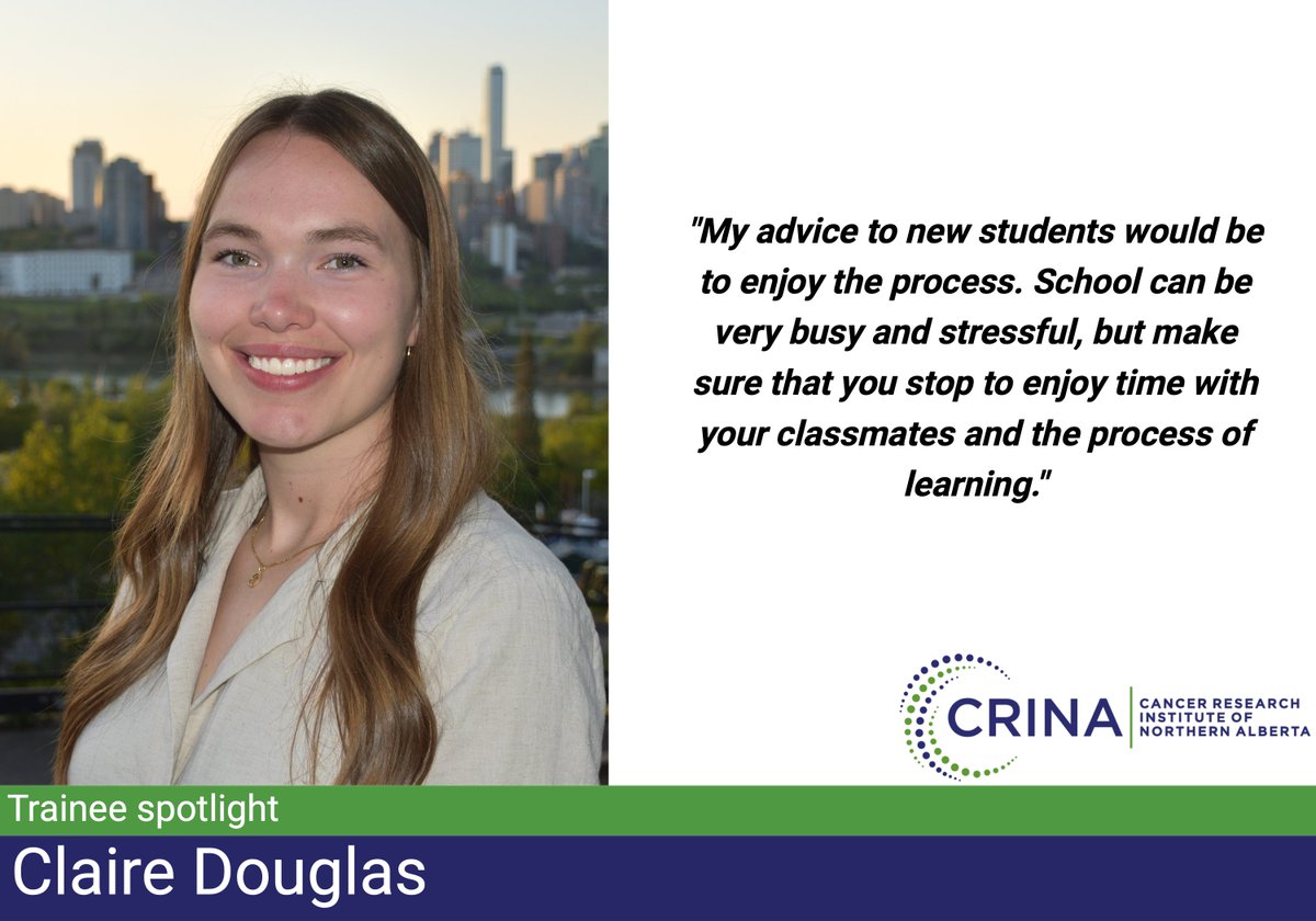 It's Trainee Tuesday! Get to know CRINA trainee Claire Douglas who recently completed a Master of Science in Nutrition and Metabolism. facebook.com/crinaualberta