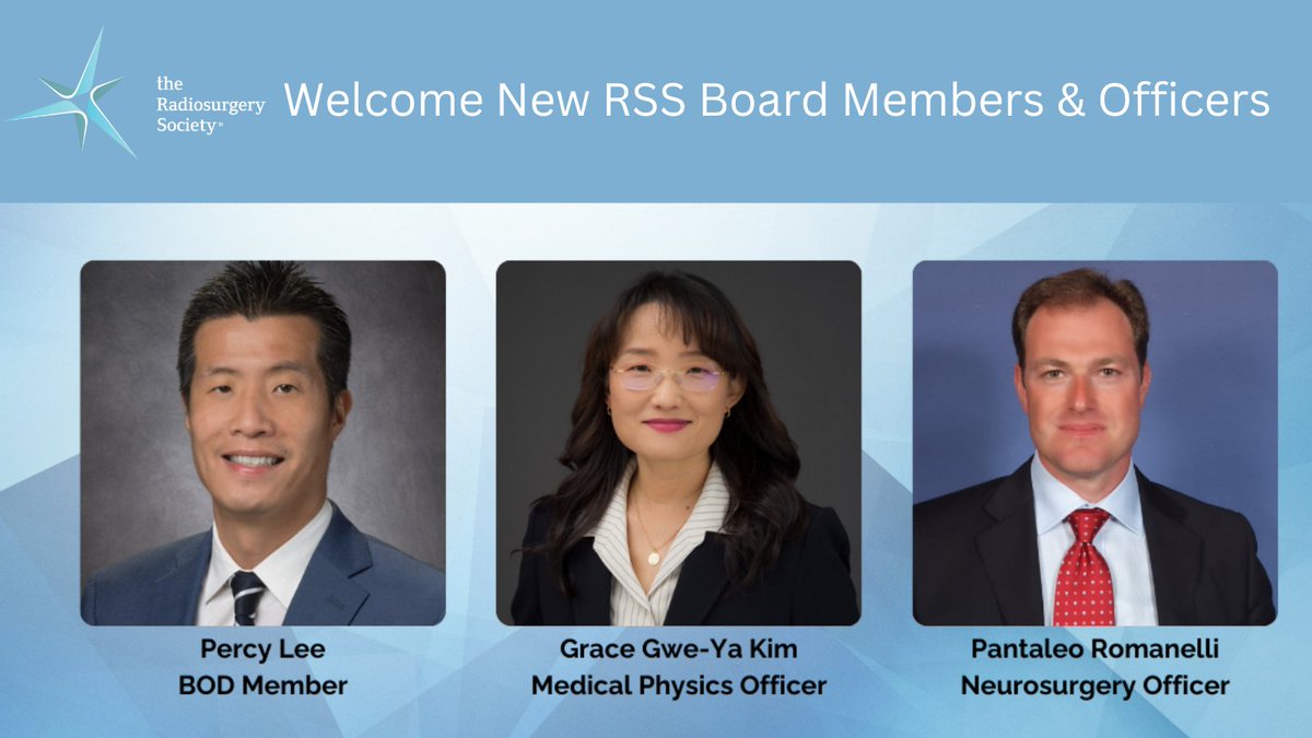 We're pleased to announce that the following members have been elected by the membership to the RSS Board of Directors. Welcome Drs. Percy Lee, Grace Gwe-Ya Kim & Pantaleo Romanelli. Learn more at therss.org/about-rss/boar…