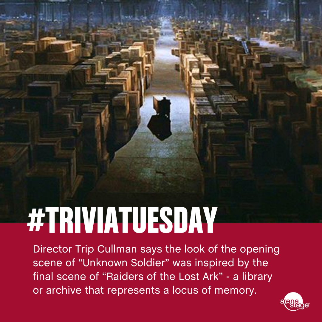 The set of UNKNOWN SOLDIER (designed by Mark Wendland) features lots and lots of boxes - and some cinematic inspiration! #TriviaTuesday 🎫: arenastage.org/soldier