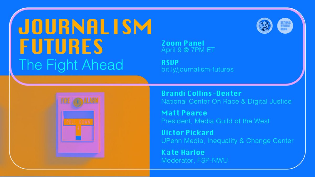 This afternoon/tonight: I’m going to be on this great Zoom panel with @VWPickard @BrandingBrandi about building a better future for journalism. Moderated by @keharloe and hosted by the great folks at @FSP_NWU! Register here: freelancesolidarity.org/events/journal…