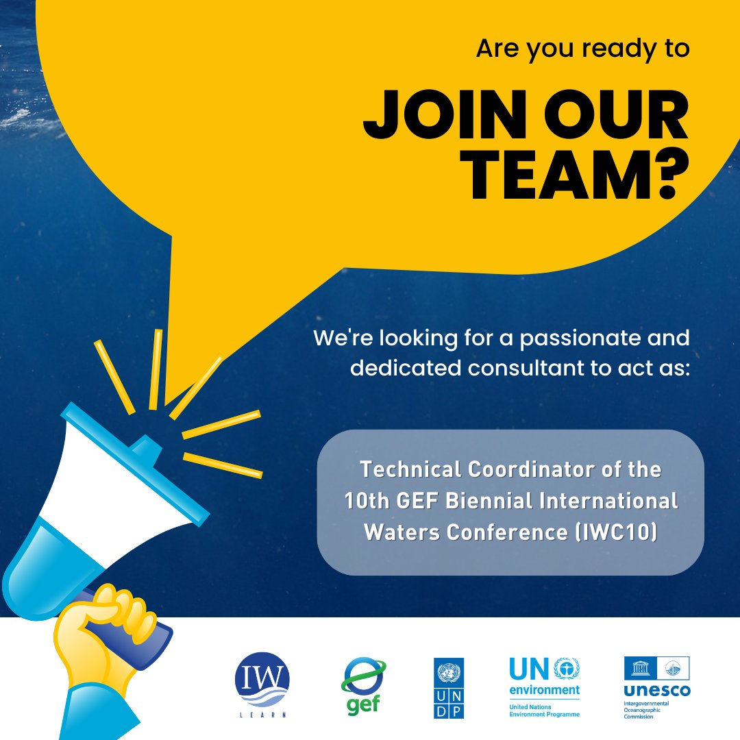 [SHORT TERM JOB OPPORTUNITY] 🐋IW:LEARN is hiring a Technical Coordinator of the 10th GEF Biennial International Waters Conference (IWC10). Apply by 18 April 2024 (23:59 CET). More info: iwlearn.net/abt_iwlearn/jo…