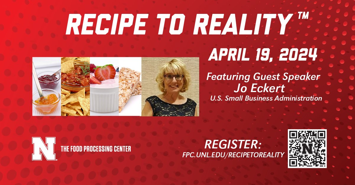 FoodProcessingCenter (@fpc_unl) on Twitter photo Get your product ideas out of your head and into the marketplace. Register for our next Recipe to Reality™️ Seminar, April 19 featuring guest speaker Jo Eckert from the U.S. <a href="/SBA_Nebraska/">SBA Nebraska</a>! go.unl.edu/r2r419-24 #UNL #foodbusiness #foodsafety #manufacturing Get your product ideas out of your head and into the marketplace. Register for our next Recipe to Reality™️ Seminar, April 19 featuring guest speaker Jo Eckert from the U.S. <a href="/SBA_Nebraska/">SBA Nebraska</a>! go.unl.edu/r2r419-24 #UNL #foodbusiness #foodsafety #manufacturing