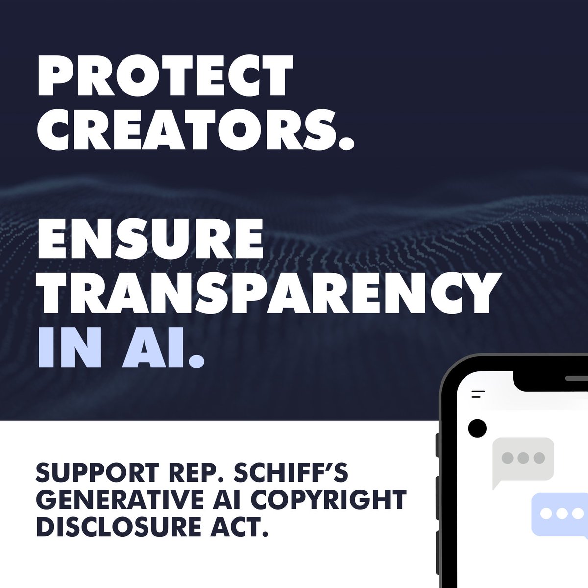 “The DGA commends this legislation, an important first step toward enabling filmmakers to protect their IP from the potential harms caused by generative AI. We thank Rep. Schiff for championing these rights that will protect filmmakers...” – DGA President Lesli Linka Glatter