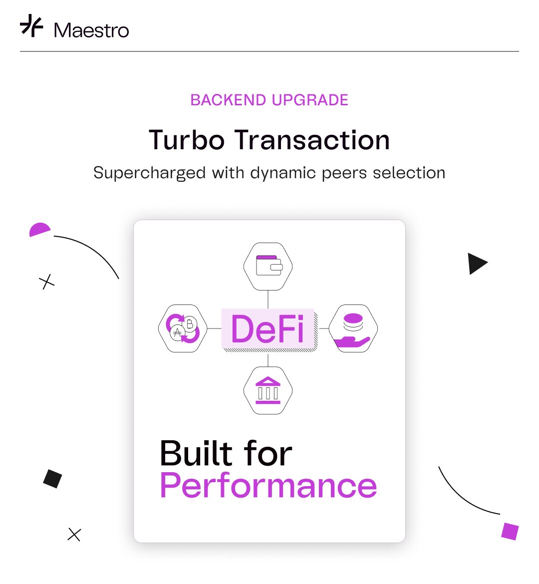 Turbo Transaction Update: Now with more Turbo 🏎 The fastest just got faster ⚡️ Our optimized submission pipeline improves transaction propagation reliability especially during heavy network load 🎯 Give it a spin #Cardano $ADA family! docs.gomaestro.org/User-Guides/tx…
