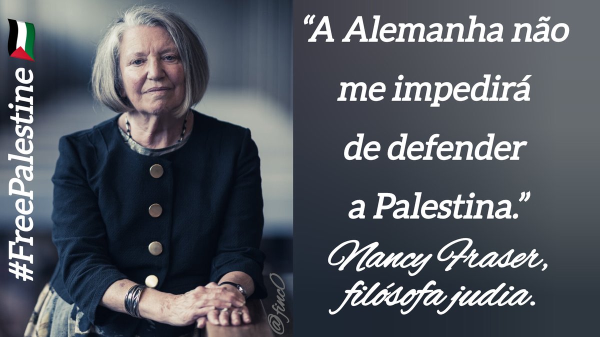 “A Alemanha me cancelou por apoiar a Palestina”, diz a filósofa Nancy Fraser. Uma febre genocida tomou conta da Alemanha, incluindo as universidades. A de Colônia cancelou sua palestra depois de saber que ela assinou uma carta pró-Palestina e por um cessar-fogo. #FreePalestine 🇵🇸