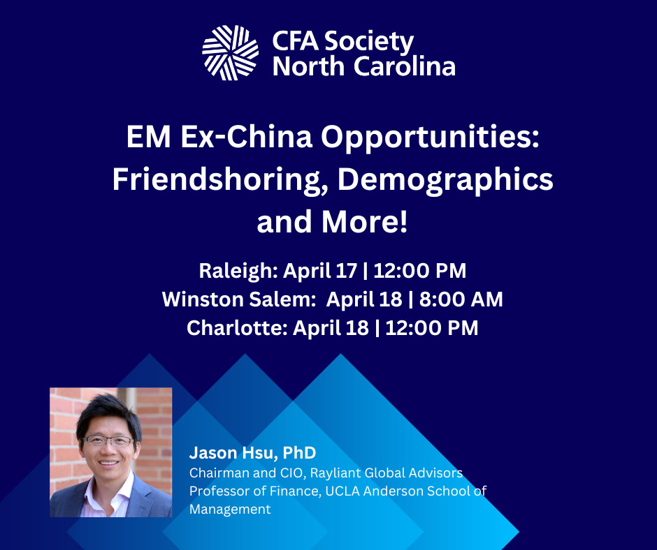 Rayliant (@rayliant) on Twitter photo .<a href="/hsu_jason/">Jason C Hsu</a> will speak at 3 of NC's CFA societies on "EM Ex-China Opportunities: Friendshoring, Demographics, and More!" To register:
1. CFA Raleigh bit.ly/43Thun9Ā (4/17)
2. CFA Winston-Salem bit.ly/4cQreTuĀ (4/18)
3. CFA Charlotte bit.ly/4aq1jQFĀ (4/18) .<a href="/hsu_jason/">Jason C Hsu</a> will speak at 3 of NC's CFA societies on "EM Ex-China Opportunities: Friendshoring, Demographics, and More!" To register:
1. CFA Raleigh bit.ly/43Thun9Ā (4/17)
2. CFA Winston-Salem bit.ly/4cQreTuĀ (4/18)
3. CFA Charlotte bit.ly/4aq1jQFĀ (4/18)