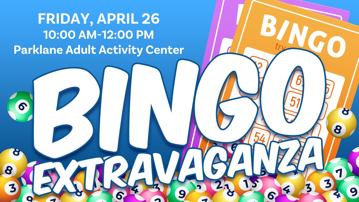 The Parklane Adult Activity Center is hosting a Bingo Extravaganza on April 26th from 10 a.m. to 12 p.m. Don't miss this exciting opportunity to connect with friends over multiple variations of this fun game. #fun #colasc #sodacitysc #Realcolumbiasc #Richlandcountysc #Bingo