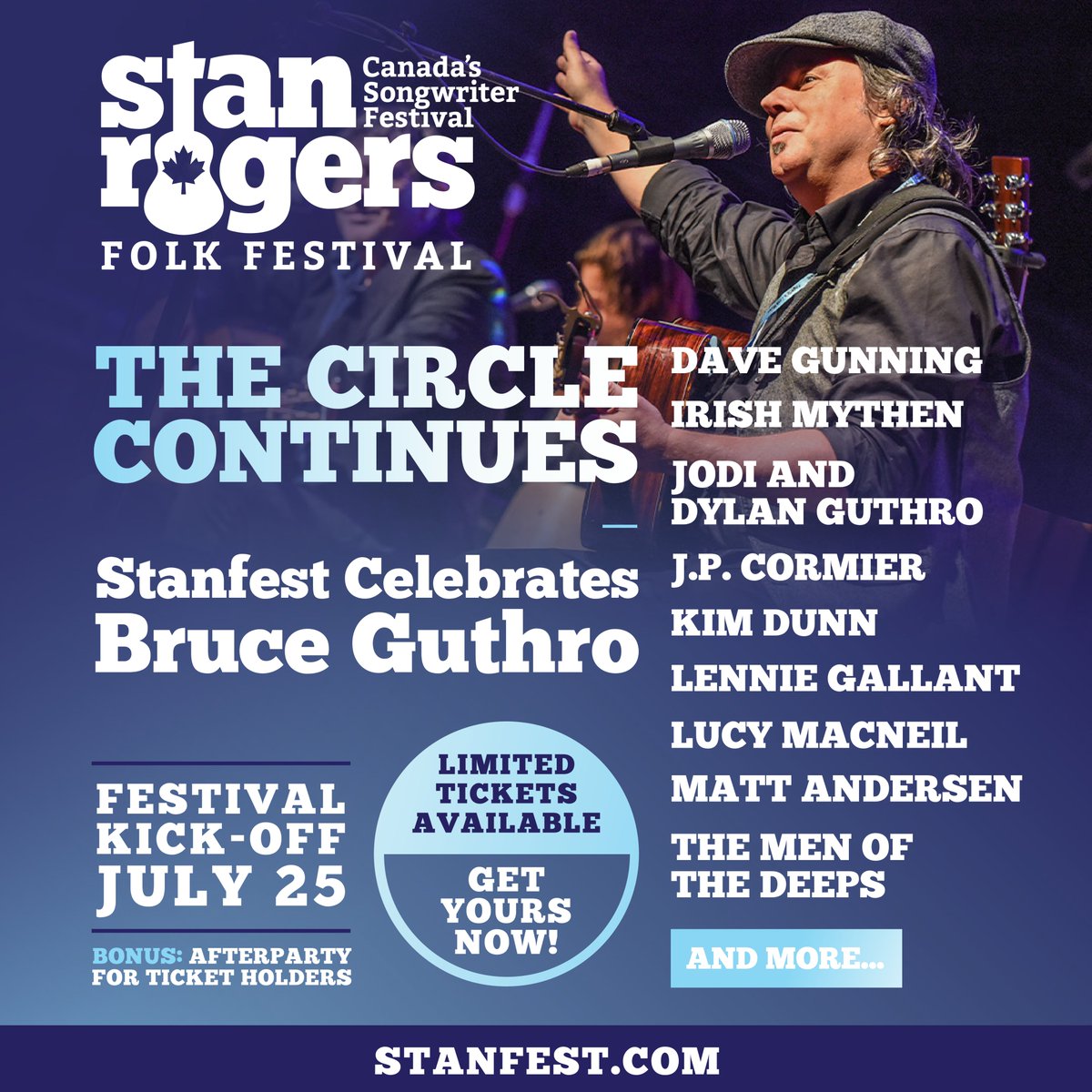 We'll be gathering at @Stanfest to celebrate one of our best. A friend and a champion to us all. This is going to be a special night. Tickets & info: mattandersen.ca/tour