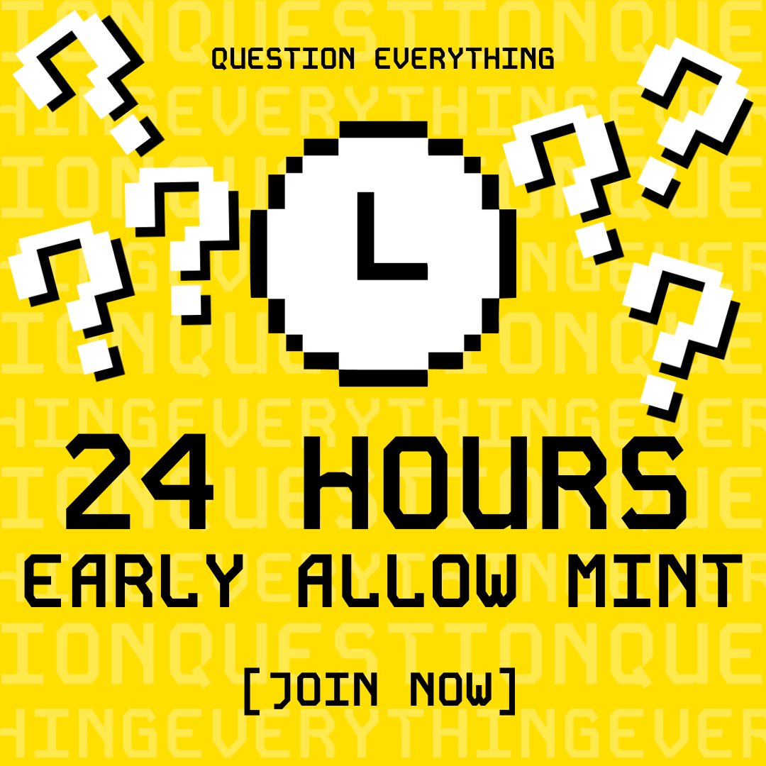 Q #Ordinals are here to #QuestionEverything.

#BRC333 Dynamic Ordinals. Interactive, animated, sounds.

A unique question hidden in every one.

For the Question Everything Social Game.

FREE MINT. 24 Hours. Allow List linked in the replies, or drop your wallet. Spots going FAST.