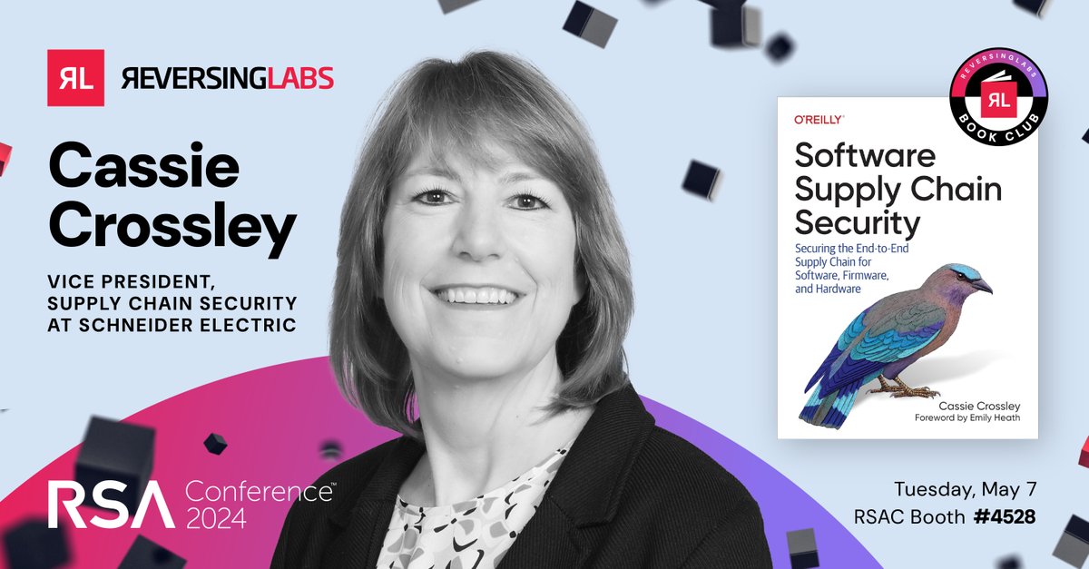 Get ready to delve into #SoftwareSupplyChainSecurity w/ @Cassie_Crossley! Cassie will be giving an exclusive signing of her new book at @ReversingLabs' Booth 4528 during #RSAC. Join us to get a free, signed copy on 5/07 at the @RSAConference 📖 : bit.ly/3xs6jG3