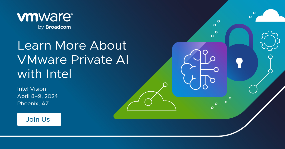 Join VMware expert, Aniruddha Saklani at #Intel #Vision session to learn how #vmware and Intel are working to unlock #AI everywhere. ow.ly/YTce50RbAGR